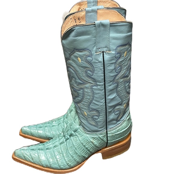 Oliverios Mens Light Blue Crocodile Tail Boot - Picture 3 of 5